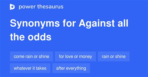 Synonyms for Against all the odds .